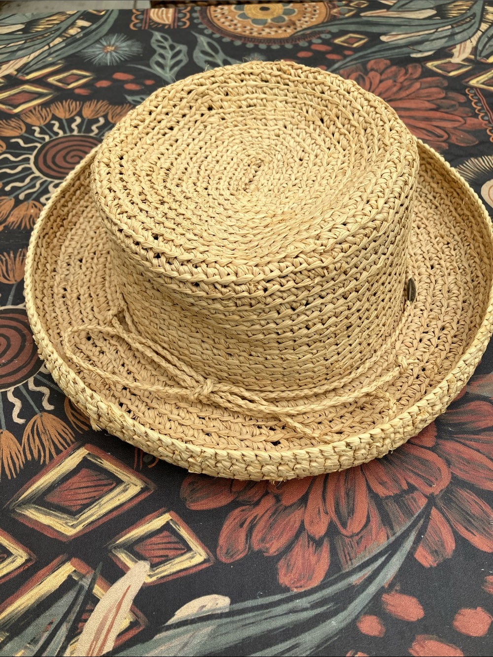 The Scala Collection “Destin” Crochet Straw Woven Upturn Hat